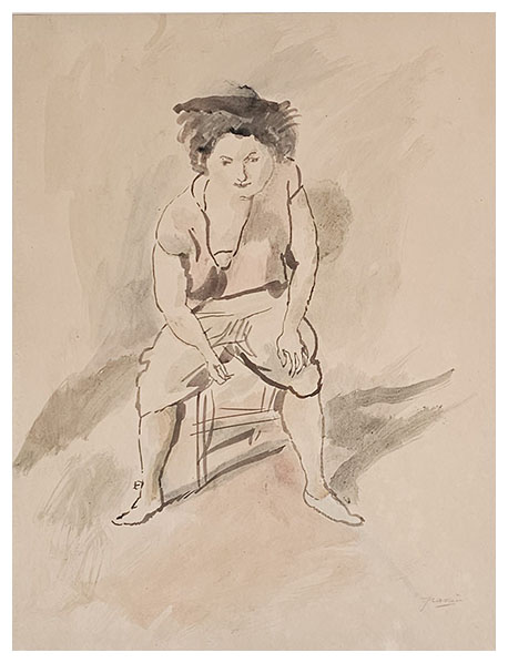 La femme peintre posant,a drawing by Jules PASCIN